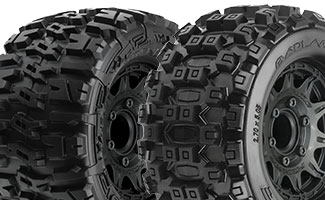 1170-10 & 10125-10 | Pre-Mounted 2.8" Tires on Raid Black 6x30 Removable Hex Wheels